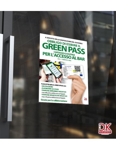 Cartello controllo green pass per bar - dkstore.it - Personalizziamo tutto il tuo mondo