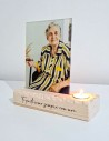 Targa Plexiglass con base in legno e candelina - dkstore.it