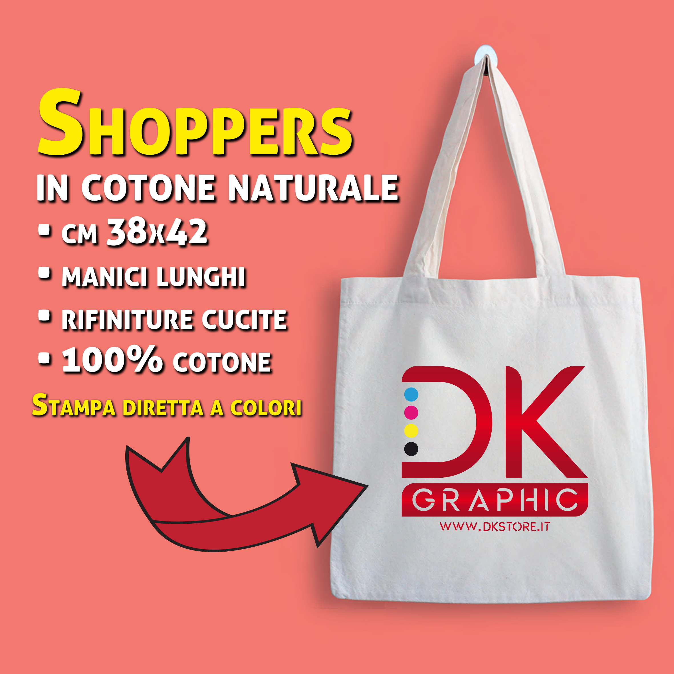 Shoppers in cotone personalizzata stampata a colori